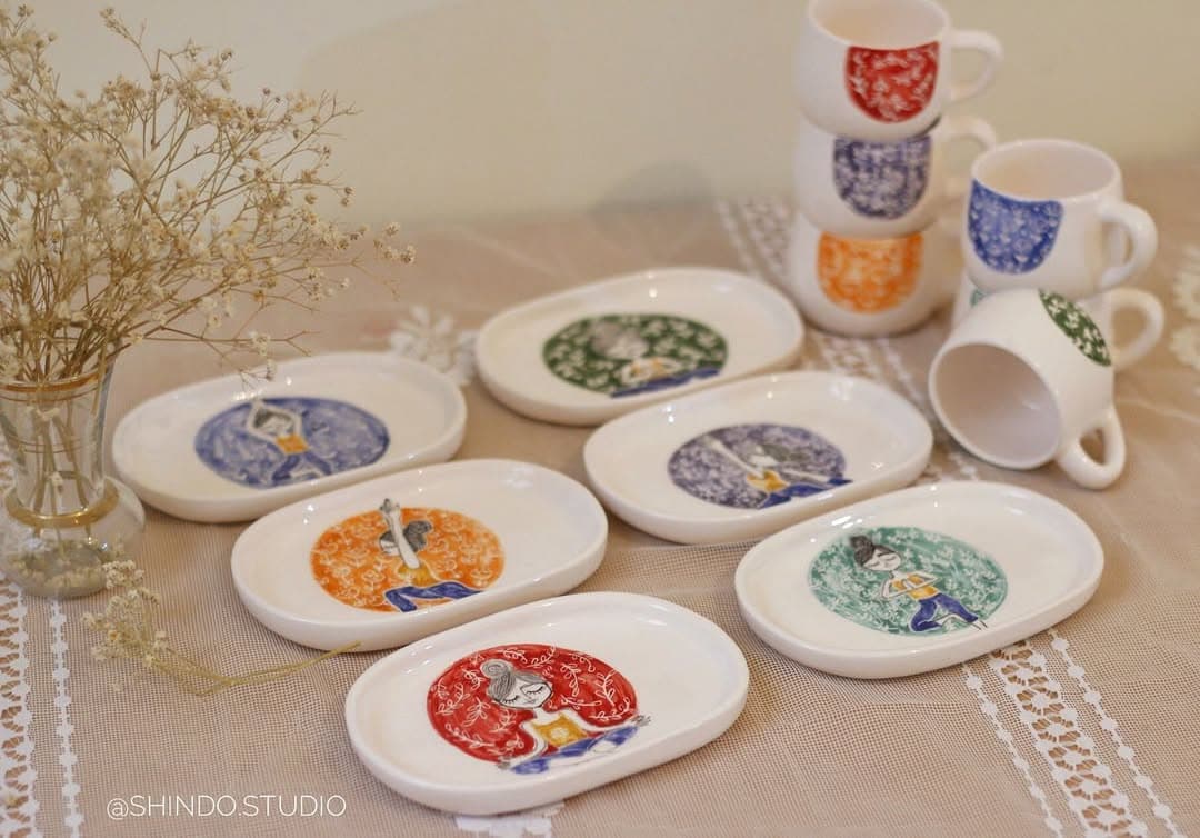 ست قهوه خوری سرامیکی دست ساز طرح یوگا