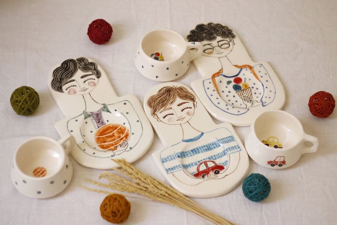 ست چایخوری سرامیکی دستساز طرح پسرانه