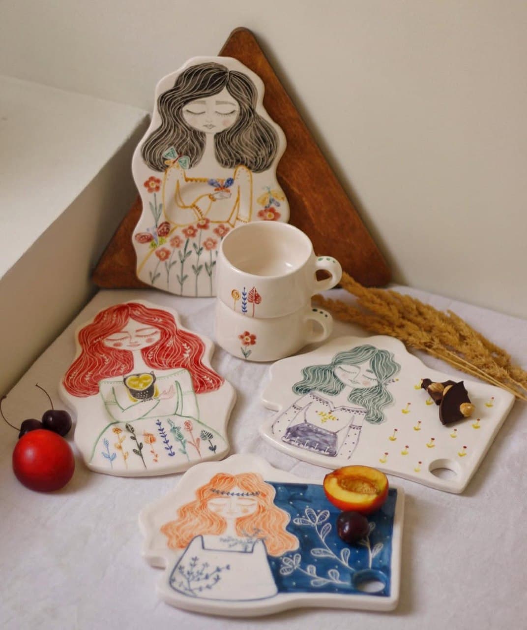 تخته سرو سرامیکی دست ساز طرح دختر