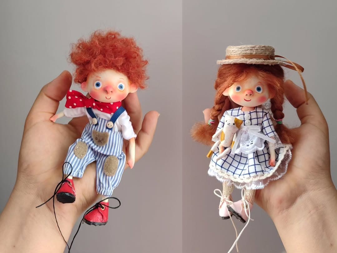 عروسک دستساز مفصلی کلکسیونی با موهای قرمز