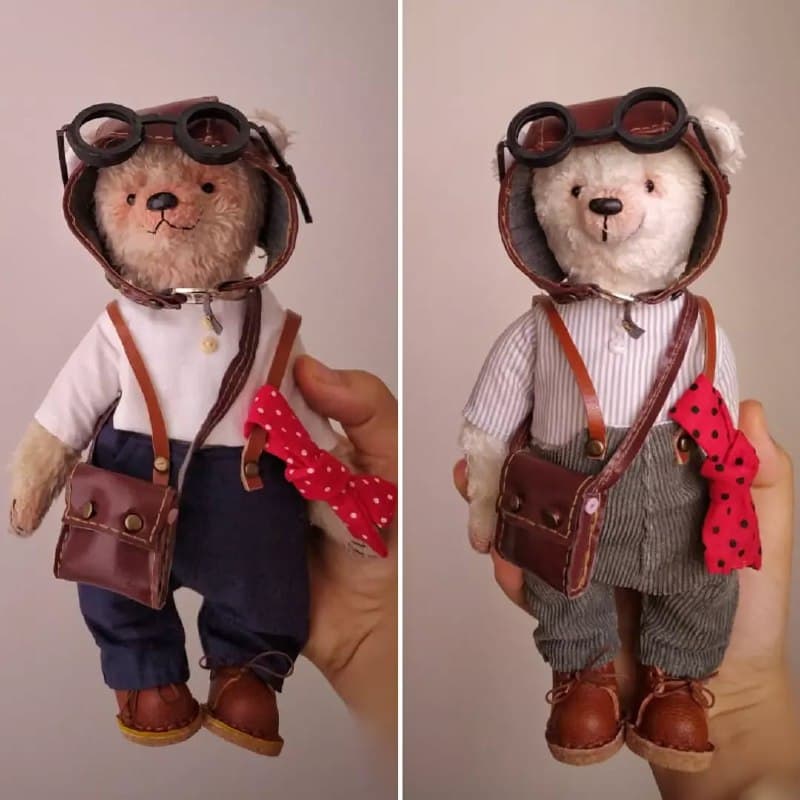 عروسک دستساز خرس خلبان مفصلی
