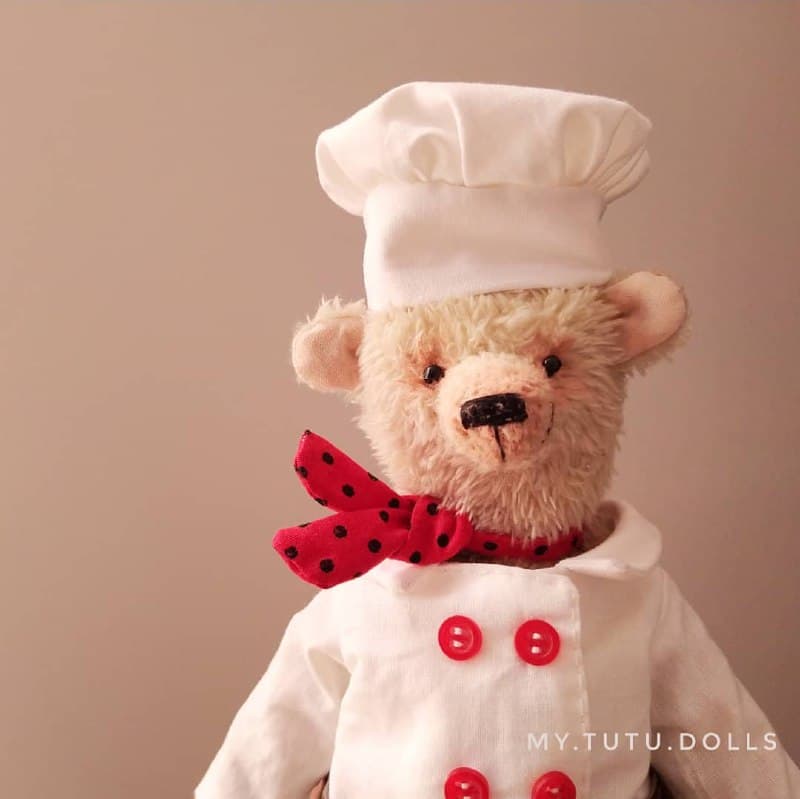 عروسک دست ساز خرس سرآشپز کلکسیونی