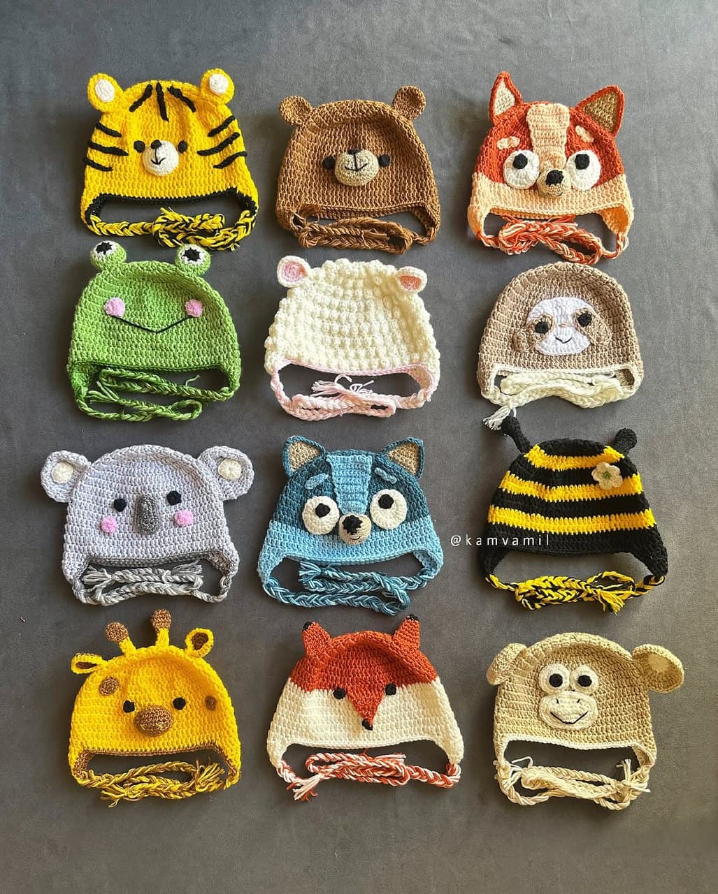 کلاه بافتنی دستبافت کودکانه طرح حیوانات فانتزی