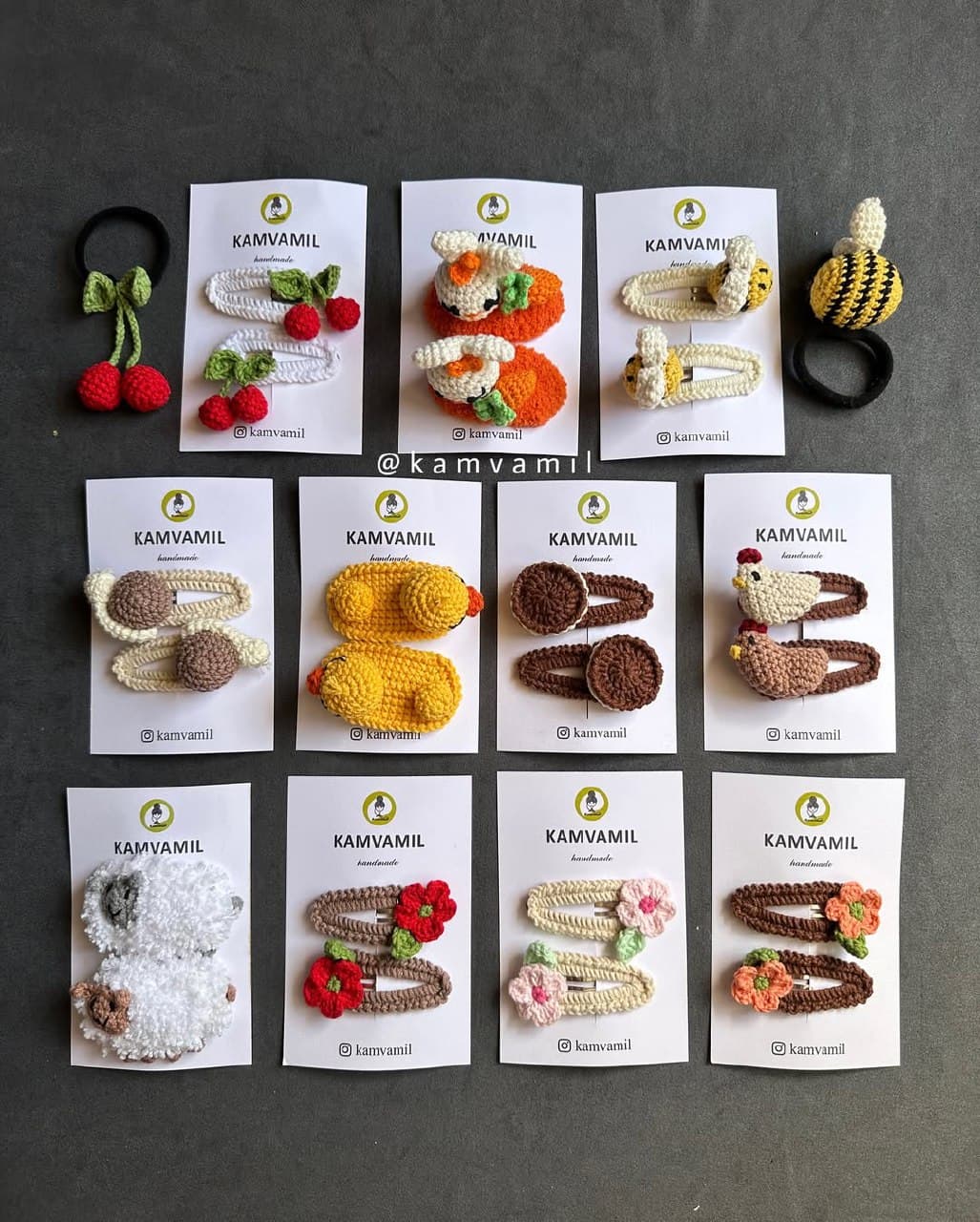 مجموعه گیره سر و کش مو بافتنی طرح حیوانات و میوه