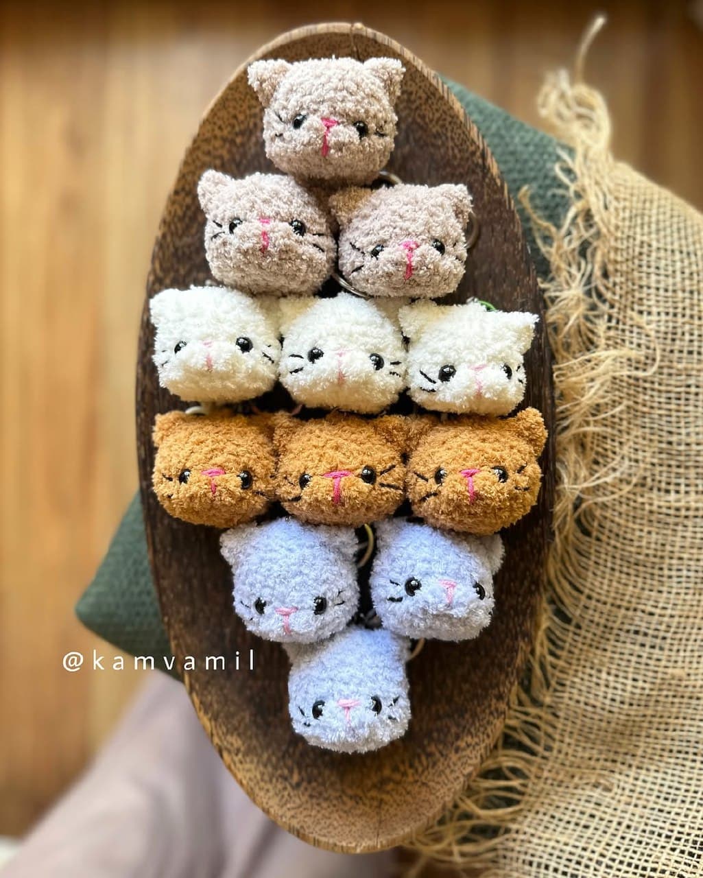 جاکلیدی دستباف فانتزی طرح گربه پشمالو