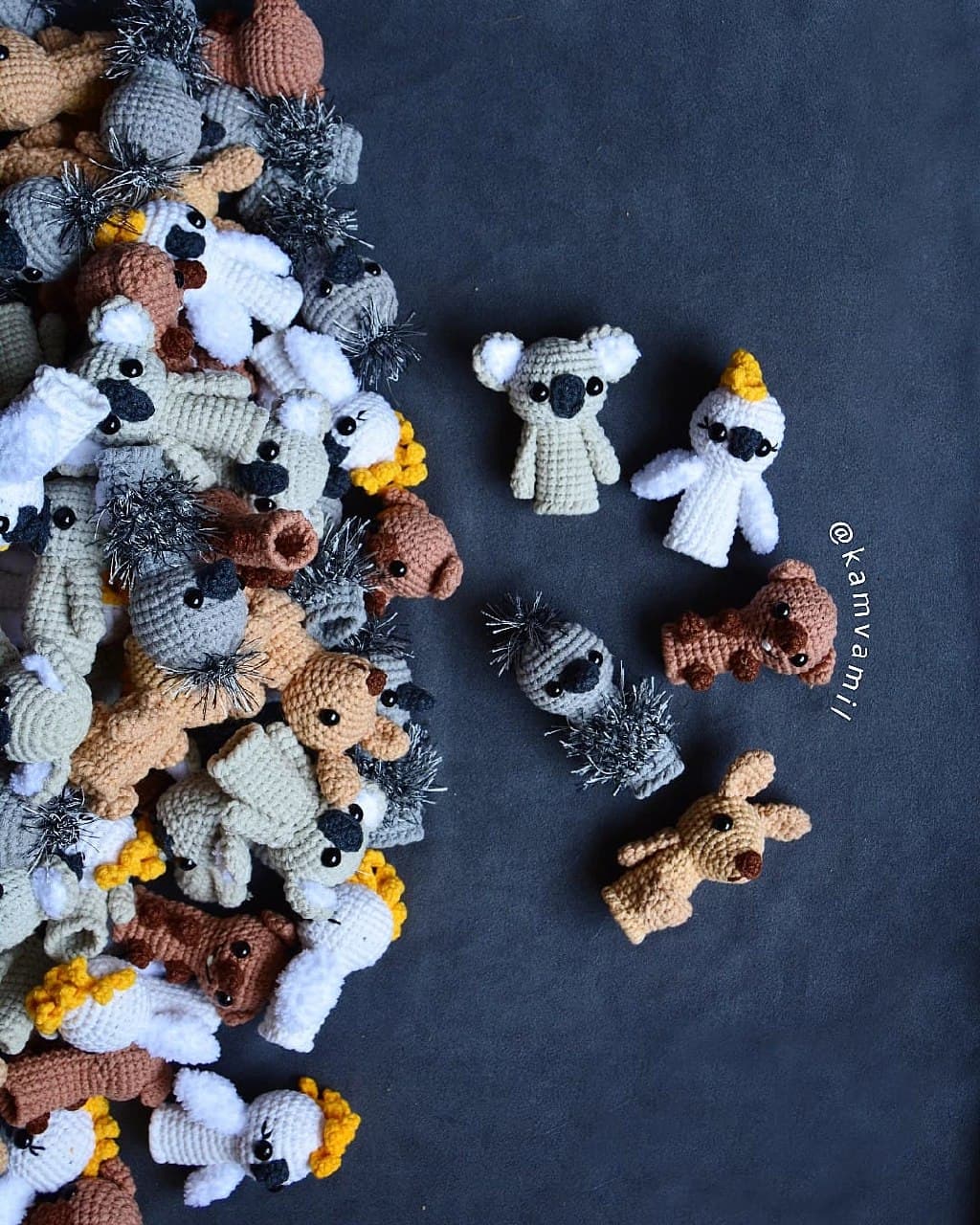 عروسک انگشتی بافتنی دستباف طرح حیوانات استرالیا