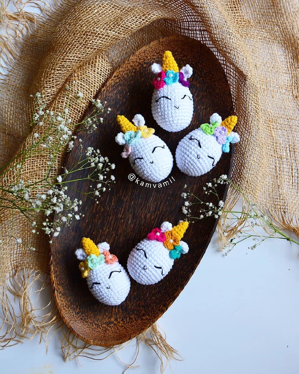 تخم مرغ دکوری هفت سین طرح یونیکورن بافتنی