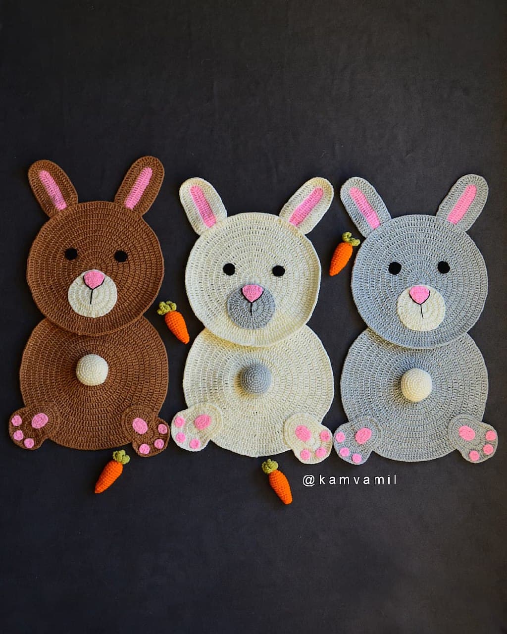 زیربشقابی و اپلیکه بافتنی مدل خرگوش