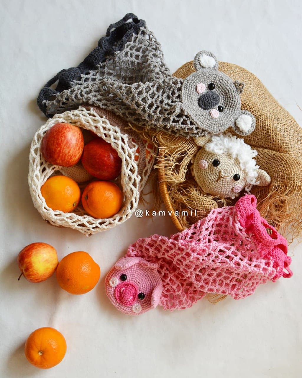 ساک خرید تاشو کودک بافتنی طرح حیوانات