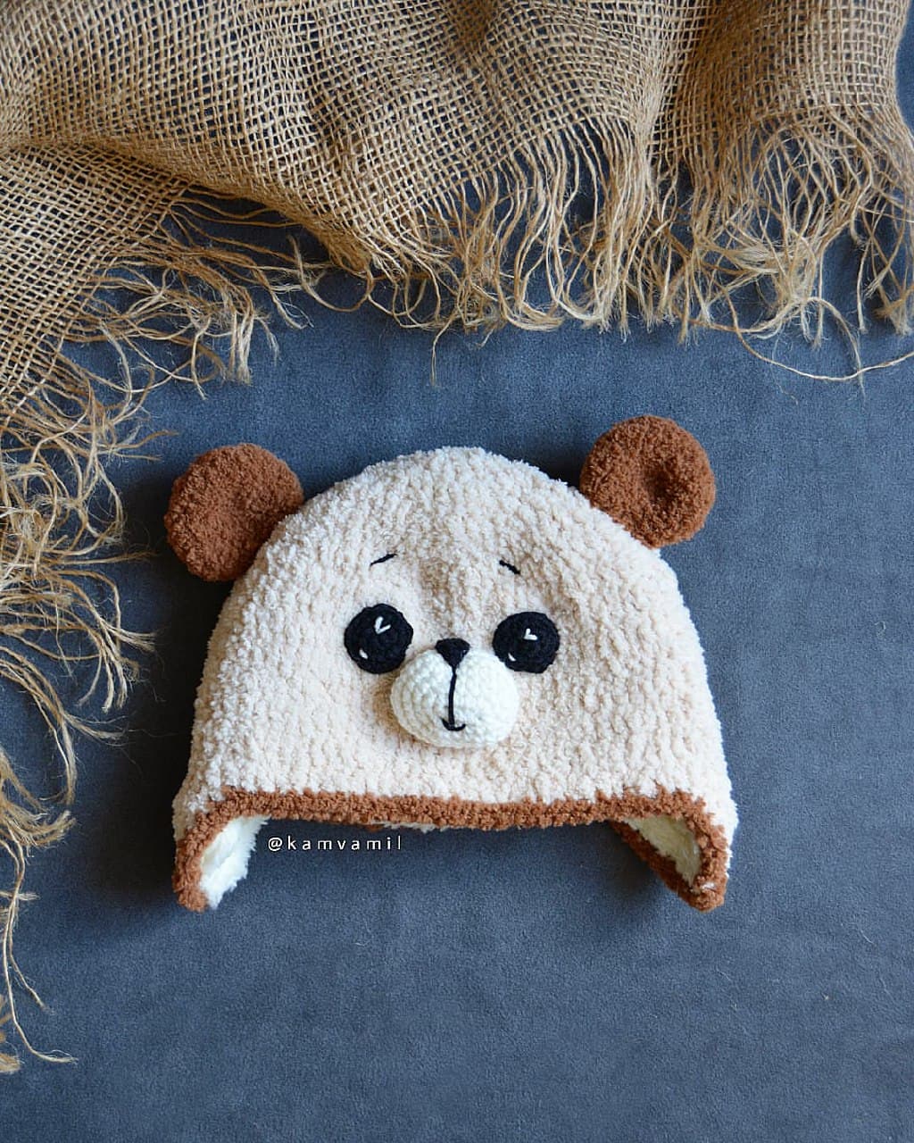 کلاه بافتنی بچگانه مدل خرسی دستباف