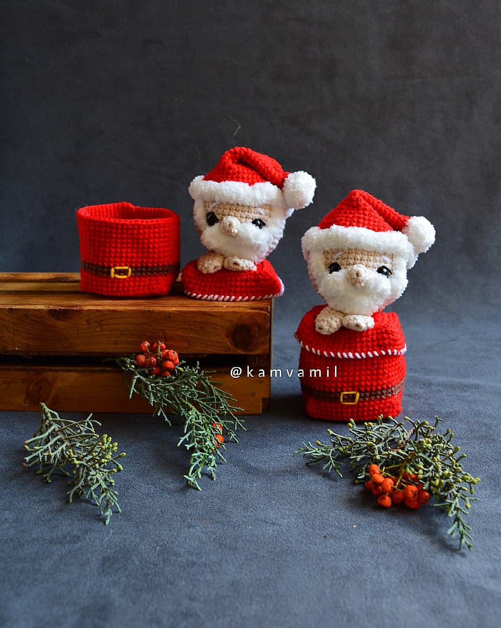 جعبه هدیه بافتنی مدل بابانوئل کریسمس