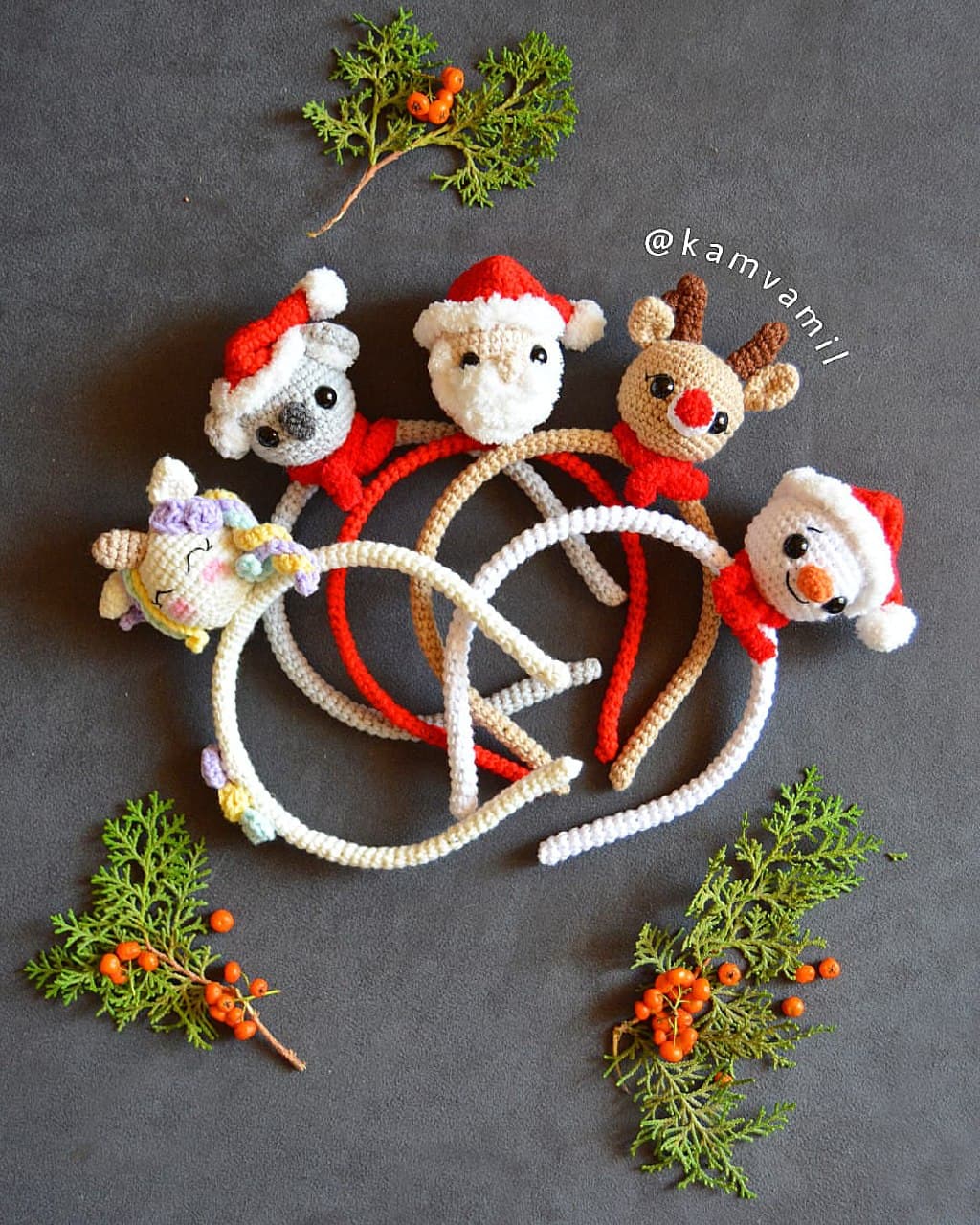 تل سر بافتنی فانتزی طرح کریسمس و یونیکورن