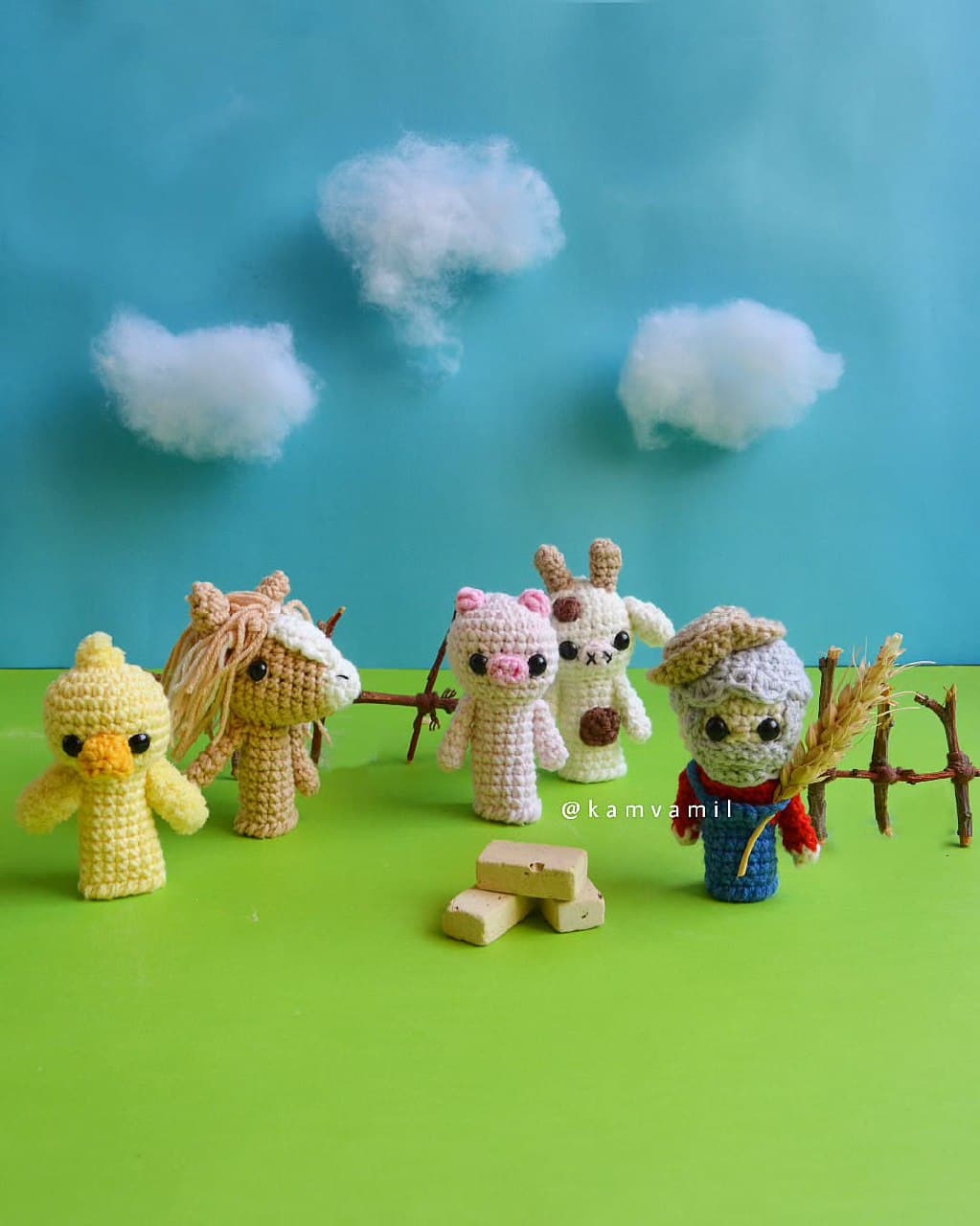 ست عروسک انگشتی حیوانات مزرعه و پیرمرد مهربون