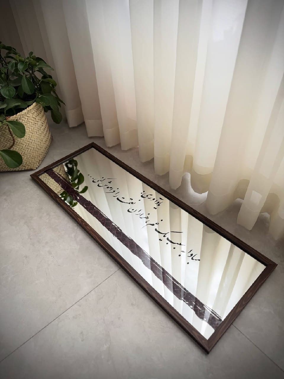 آینه دکوراتیو چوبی با خوشنویسی شعر