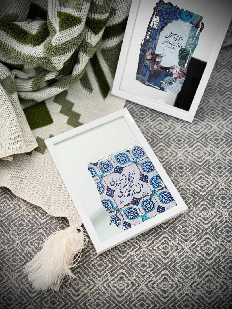 قاب آینه دکوراتیو A5 طرح شعر و نقوش ایرانی