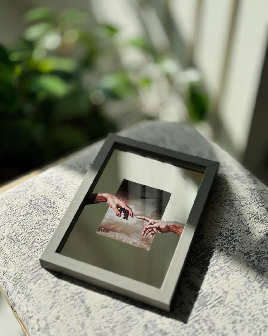 آینه دکوراتیو رومیزی قابدار با چاپ دستی طرح سفارشی