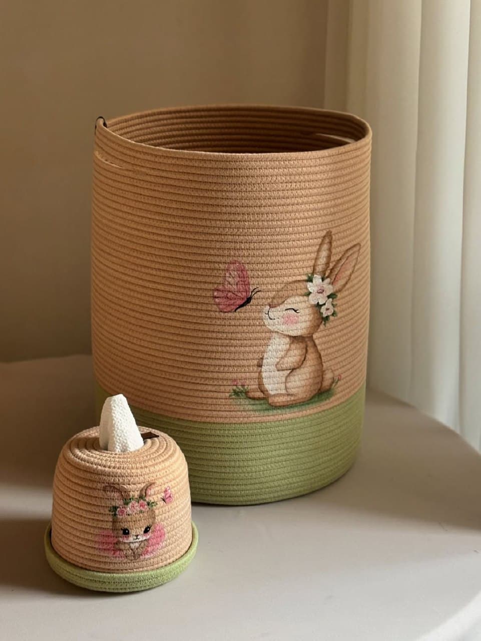ست سبد نظم دهنده اتاق کودک طرح خرگوش نقاشی دست