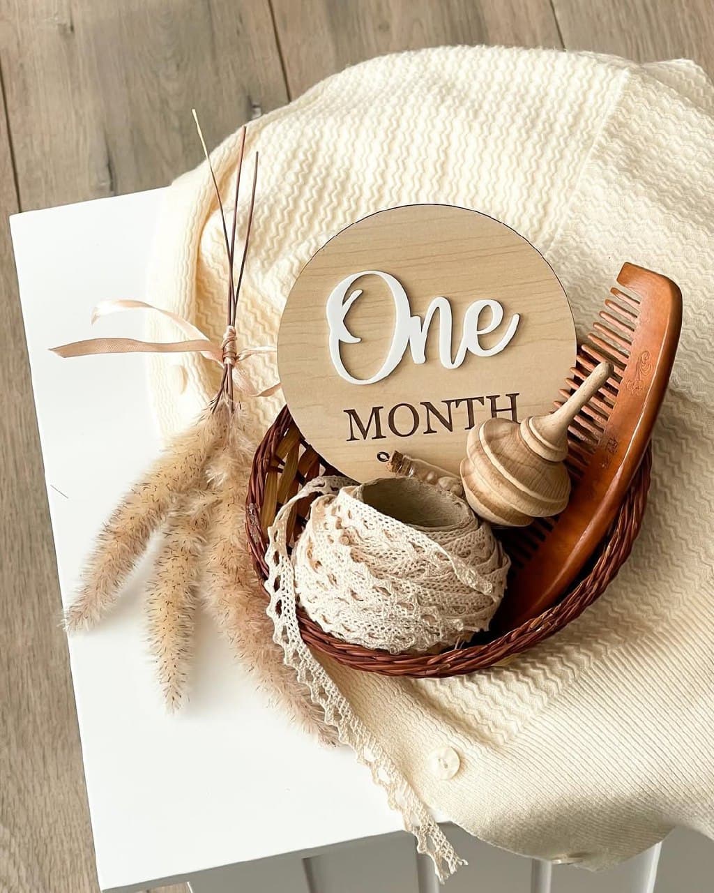 ست دیسک چوبی ماهگرد نوزاد مدل مینیمال