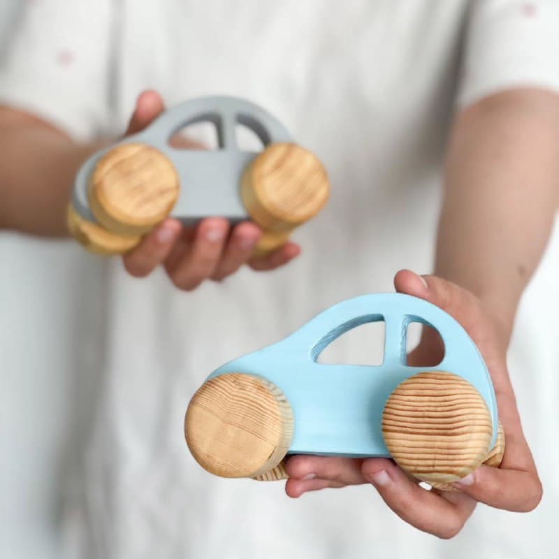 ماشین اسباب بازی چوبی دست ساز رنگی