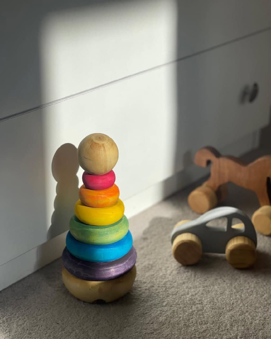 برج هوش چوبی رنگین کمانی کودک