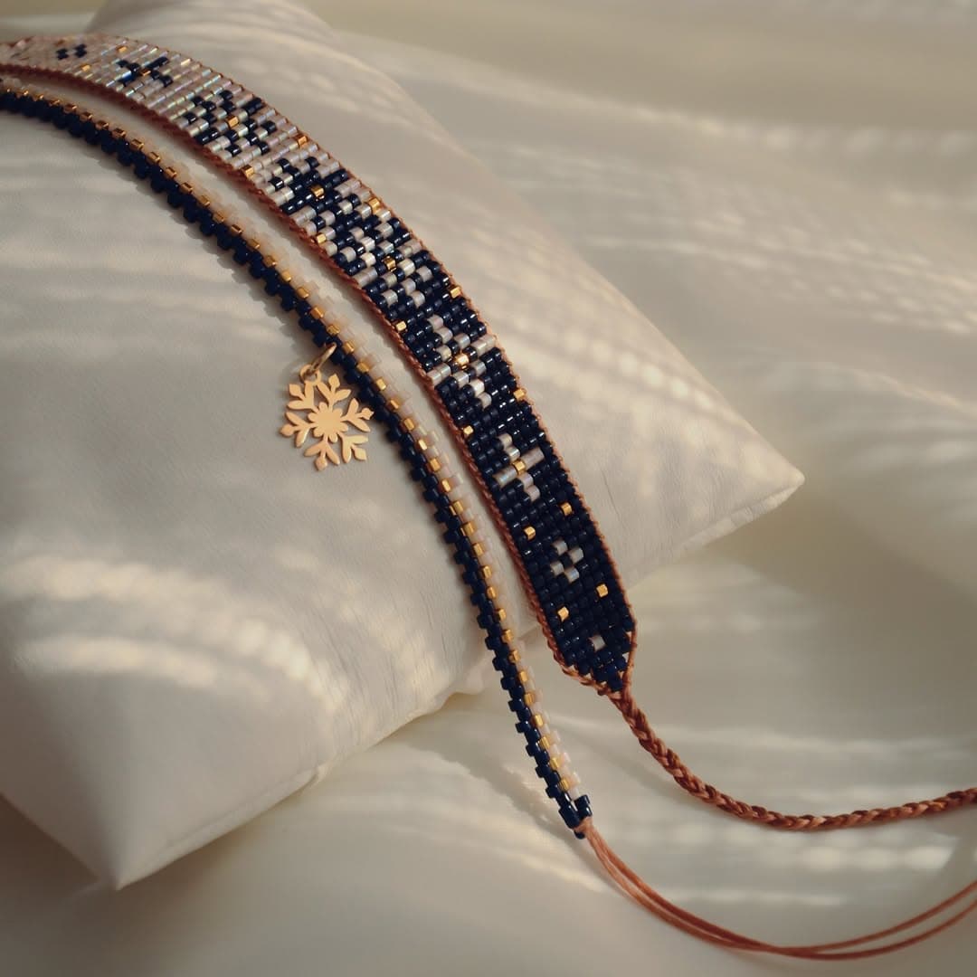 ست دستبند طلا و میوکی زنانه طرح بلور برف