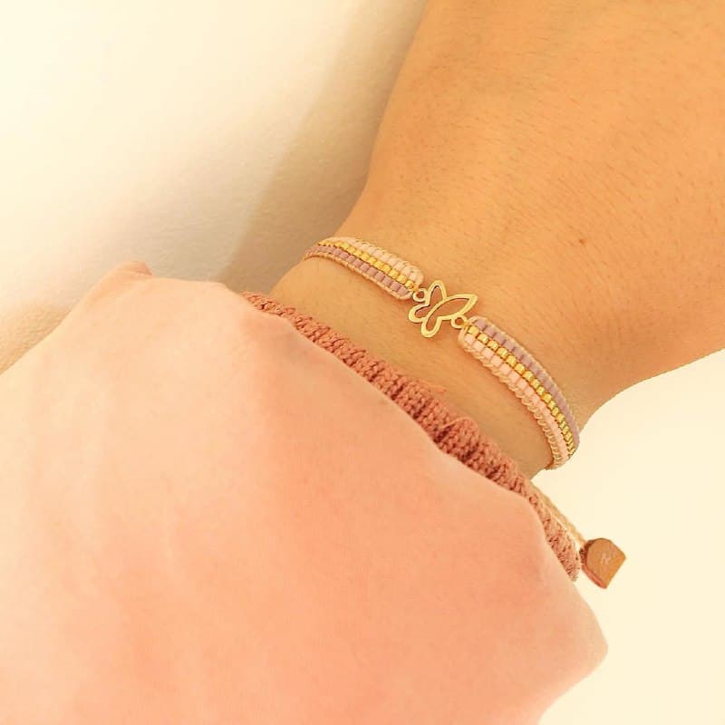 دستبند طلا زنانه طرح پروانه با منجوق میوکی