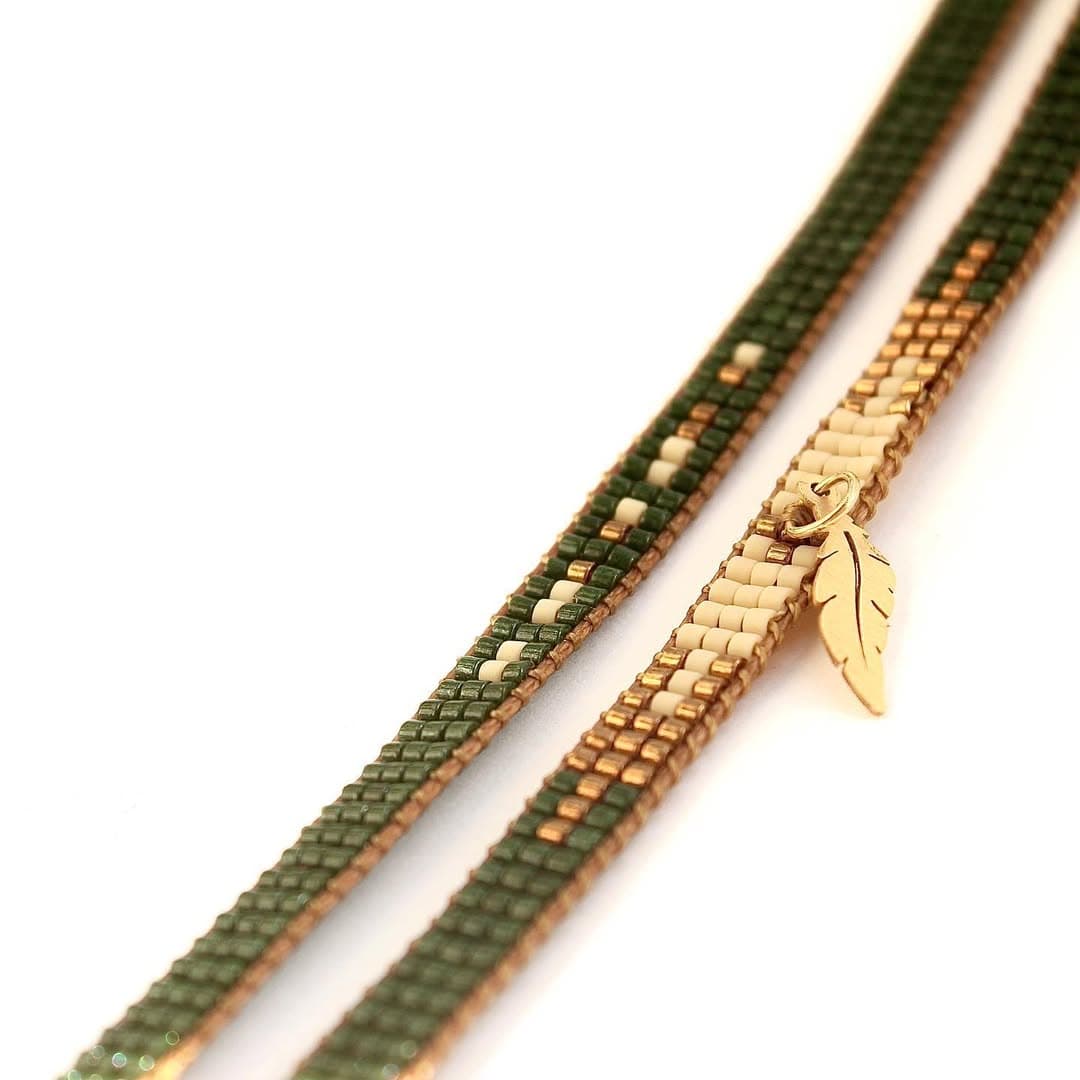 دستبند طلا منجوقی زنانه طرح پر