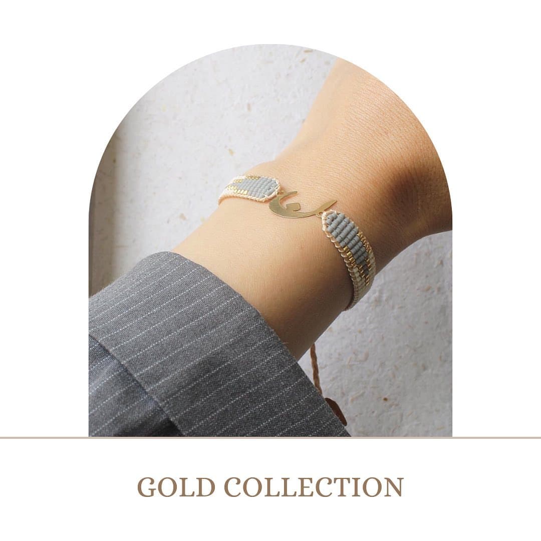 دستبند طلا دستباف میوکی با طرح حروف سفارشی