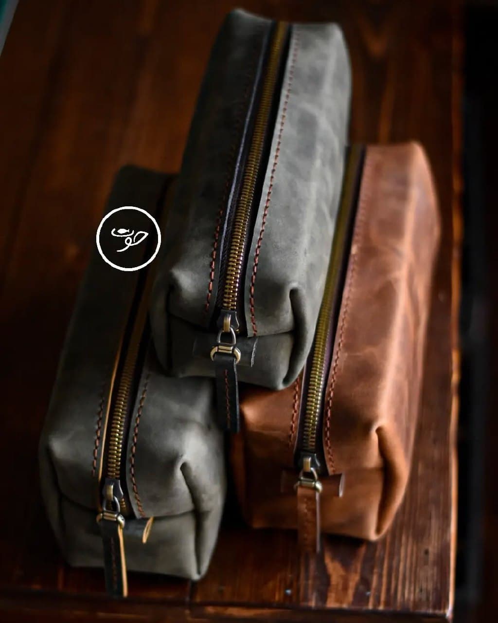 کیف لوازم شخصی چرم طبیعی دست دوز مدل Doppkit