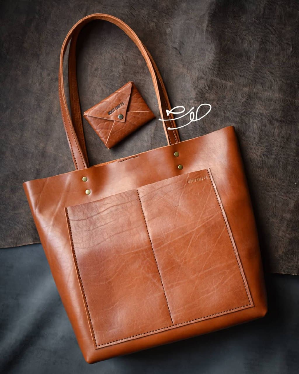 ست کیف دوشی چرم طبیعی و جاکارتی مدل توت بگ