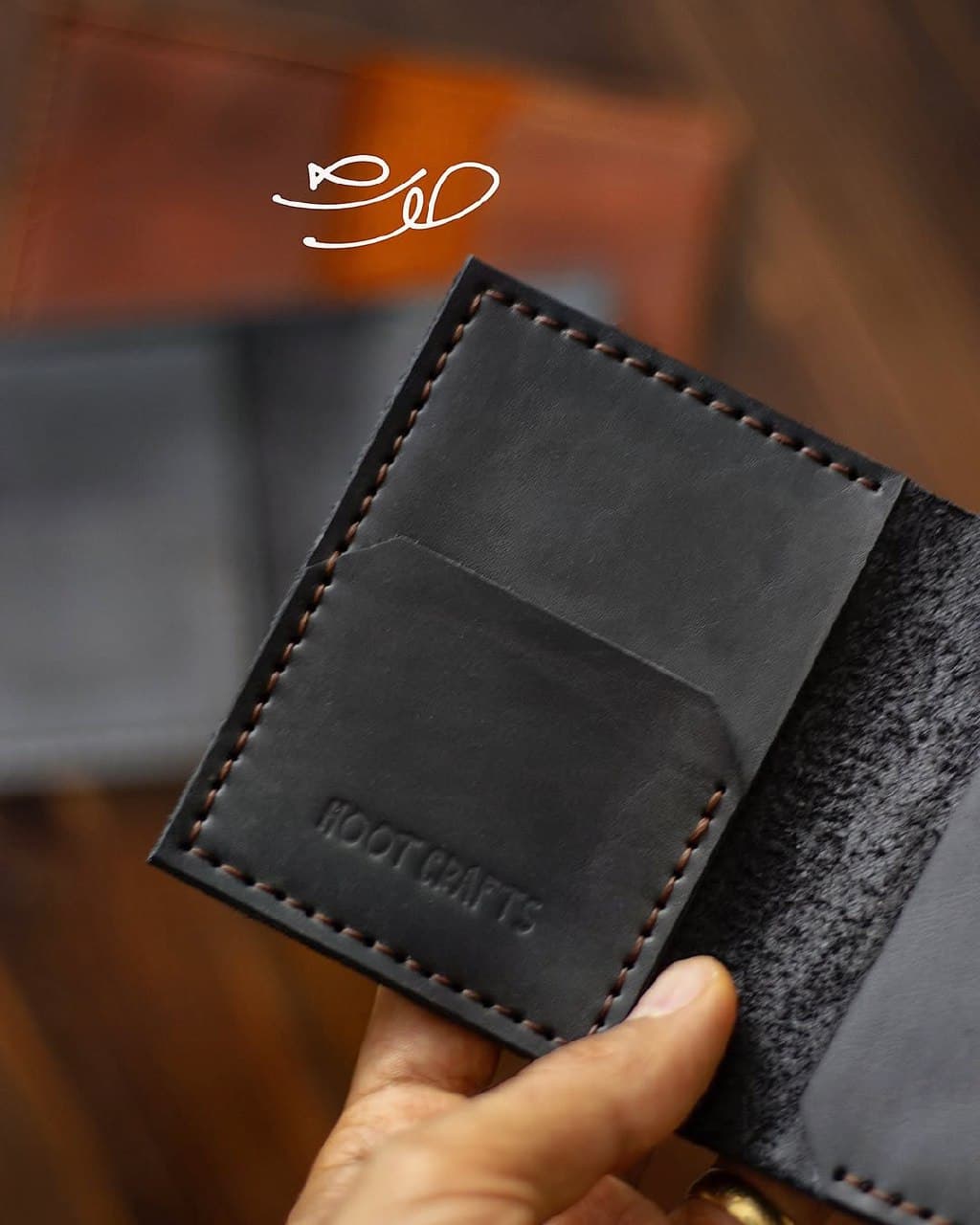 جاکارتی چرم طبیعی دست دوز مدل پاکتی