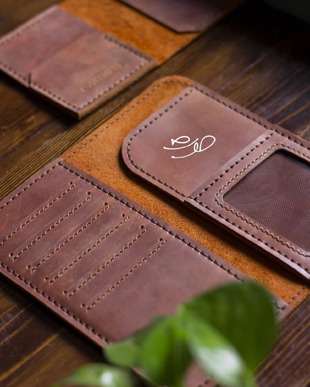 کیف پول چرم طبیعی دست دوز مدل کتی