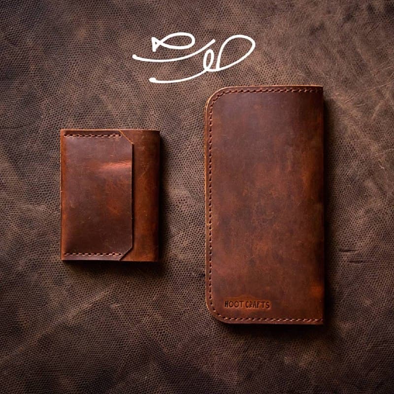 ست کیف پول و جاکارتی چرم طبیعی دست دوز مدل کریزی هورس