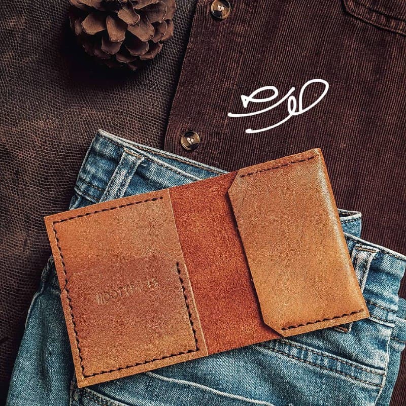 جاکارتی چرم طبیعی دست دوز مدل مینیمال