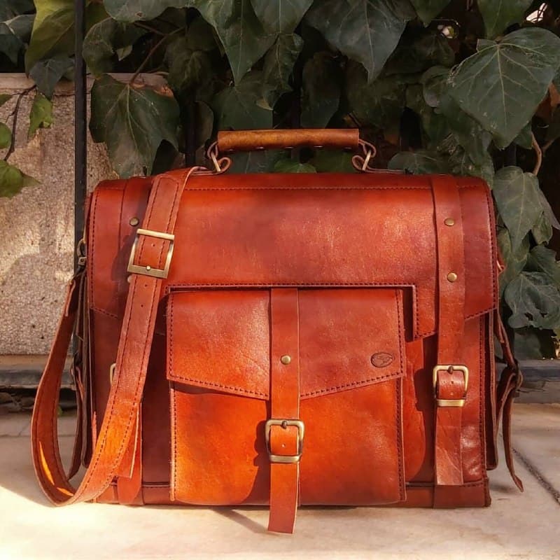 کیف دیپلمات مردانه چرم طبیعی گاوی دست دوز