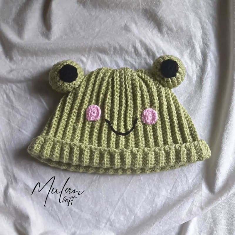 کلاه باکت بافتنی فانتزی طرح قورباغه
