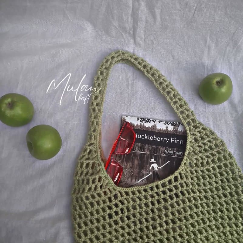 کیف توت بگ بافتنی سبز مدل توری