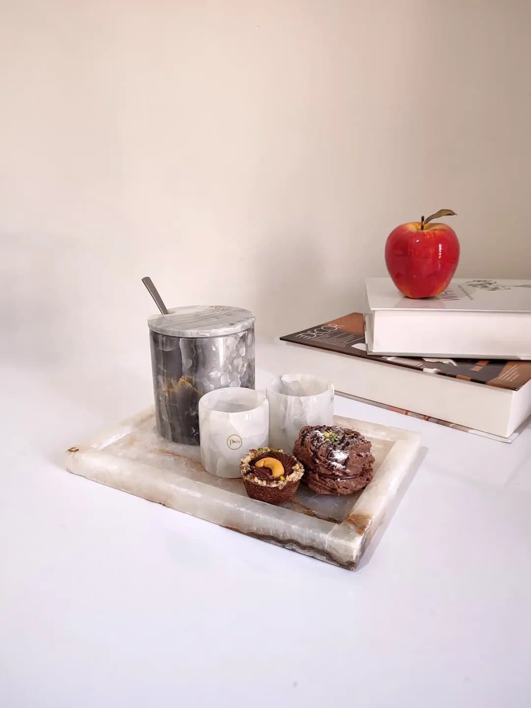 ست سرو قهوه و نوشیدنی سنگ مرمر عجمی مدل پرنسا