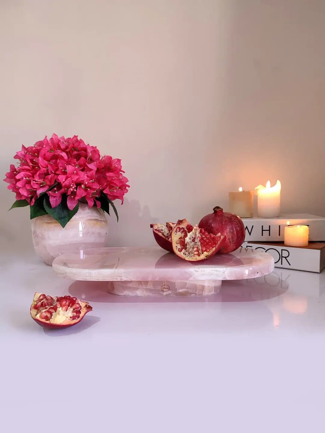 استند پذیرایی سنگ مرمر صورتی طرح لیلی