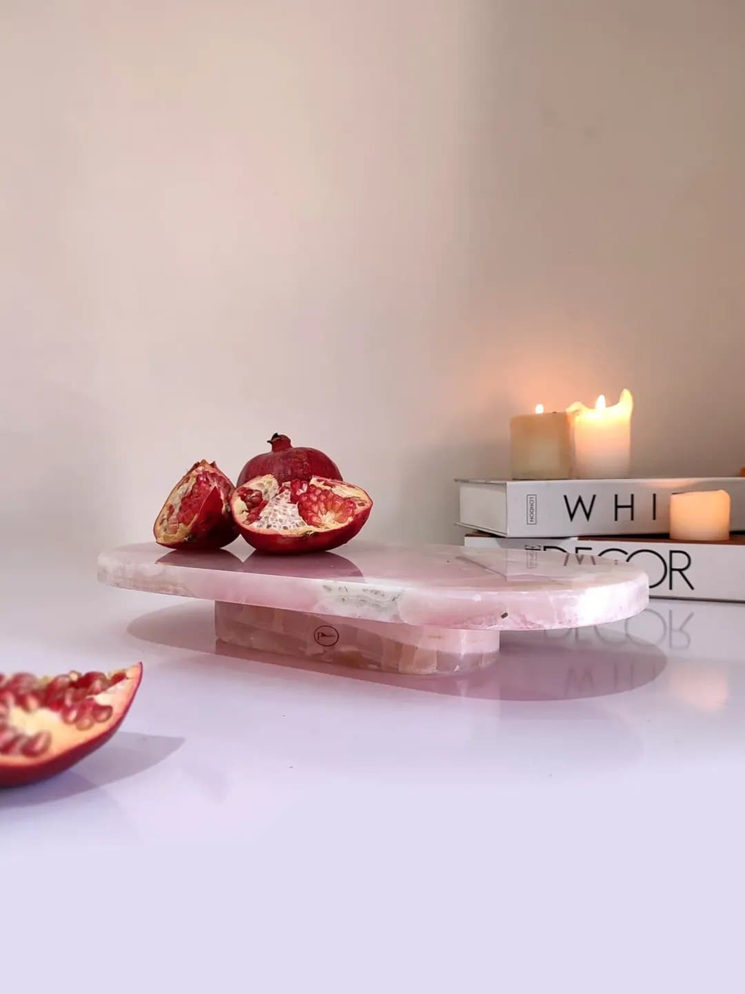 استند پایه سنگی مرمر صورتی طرح لیلی