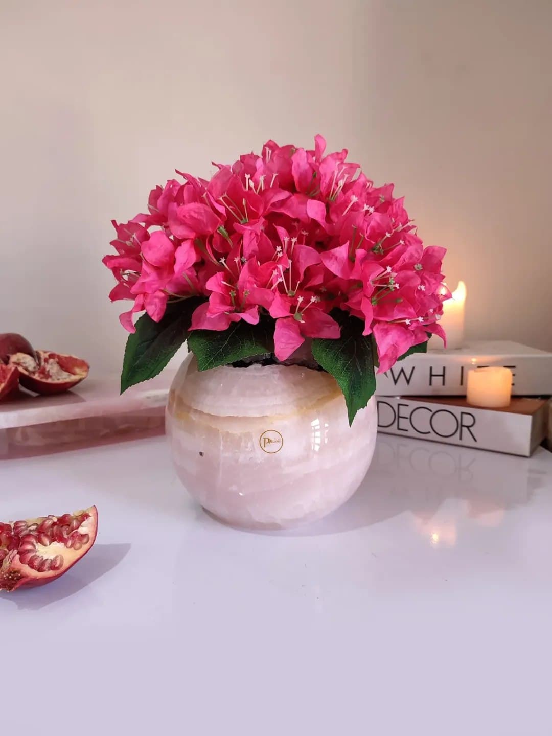 گلدان سنگ مرمر صورتی گرد طرح Sunnidell