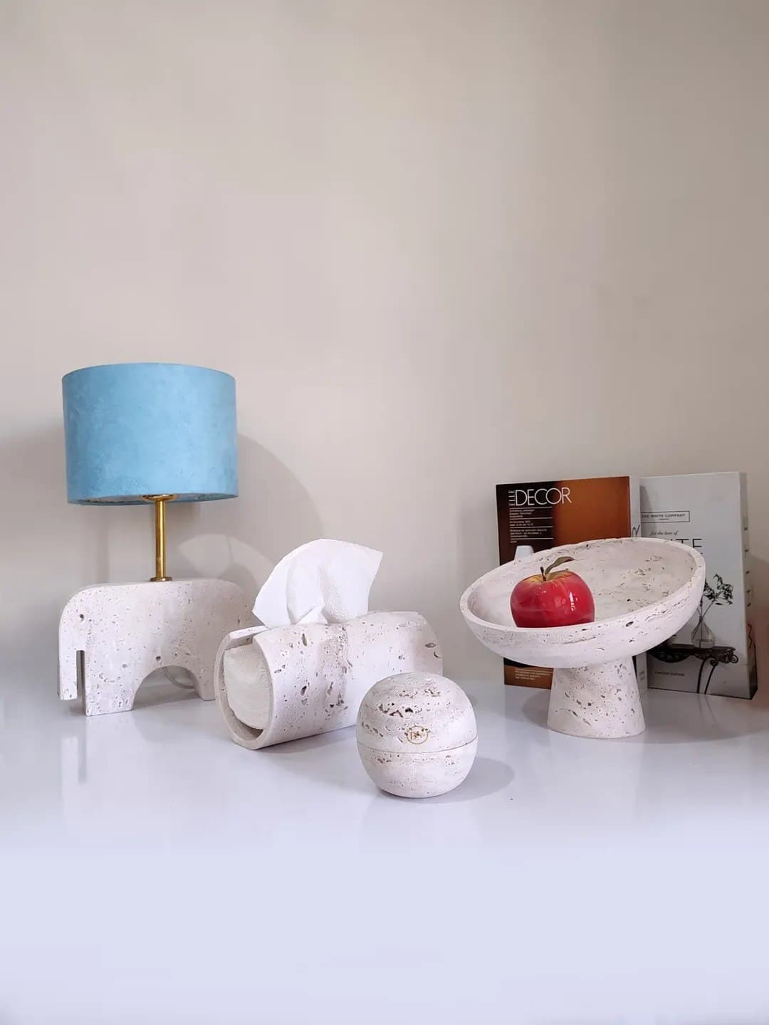 ست دکوری ۴ تکه سنگ تراورتن مدل پرنسا