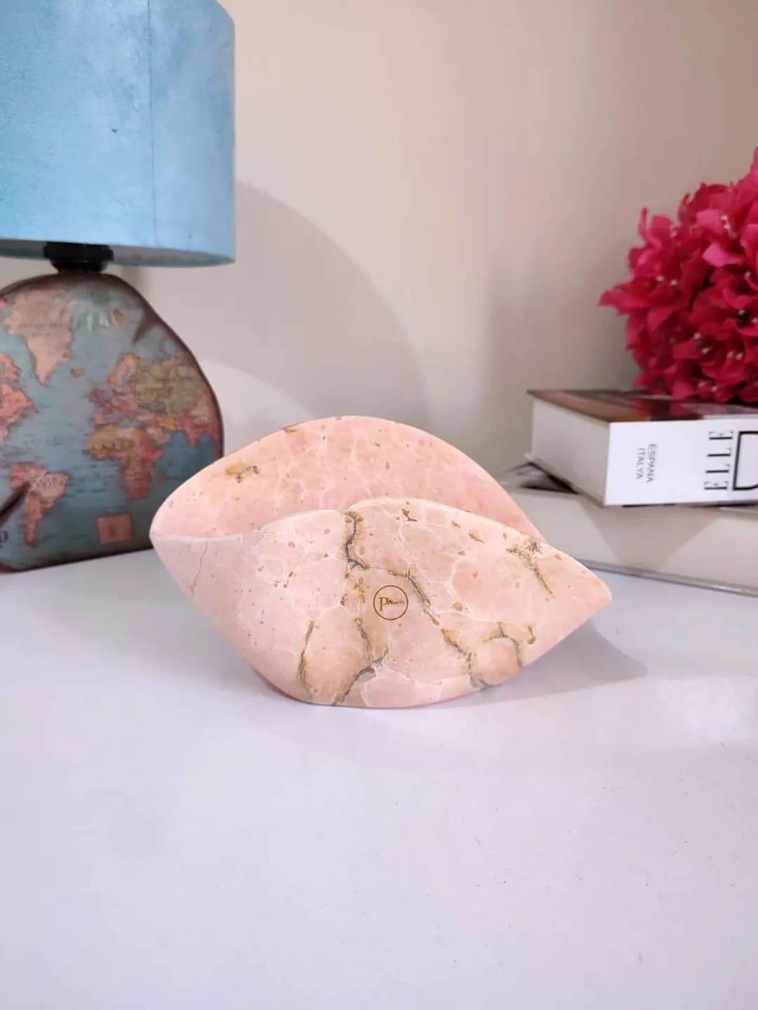 پیاله آجیل خوری سنگ مرمر صورتی دست ساز