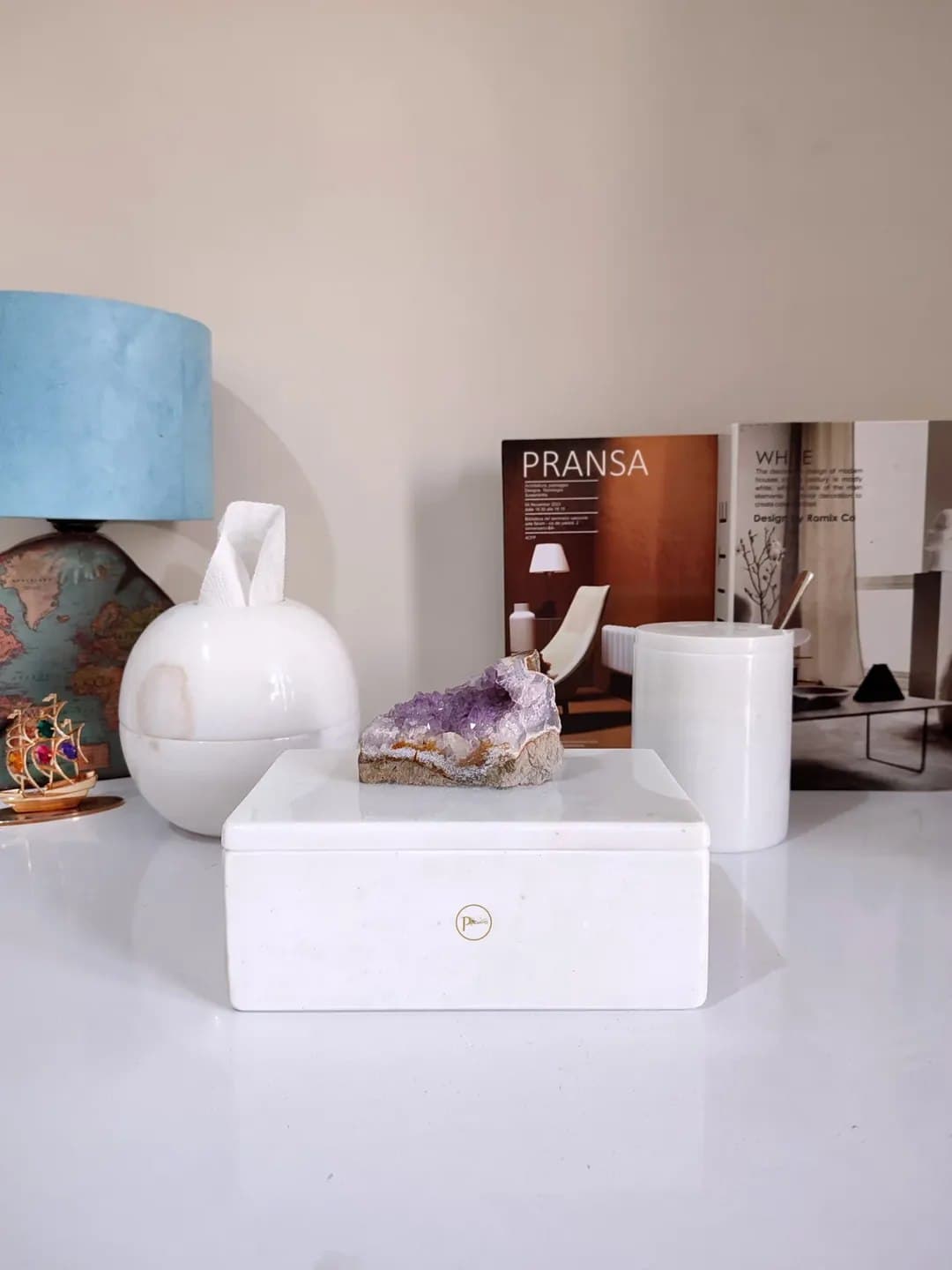 باکس جاکاردی سنگی با دسته سنگ آمیتیست طبیعی