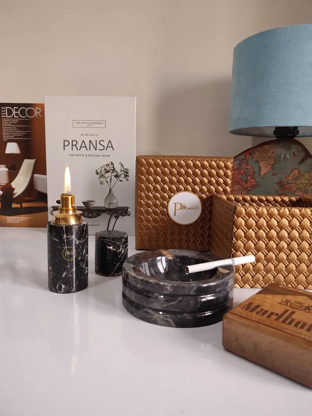 ست فندک و زیرسیگاری سنگی مدل آذر