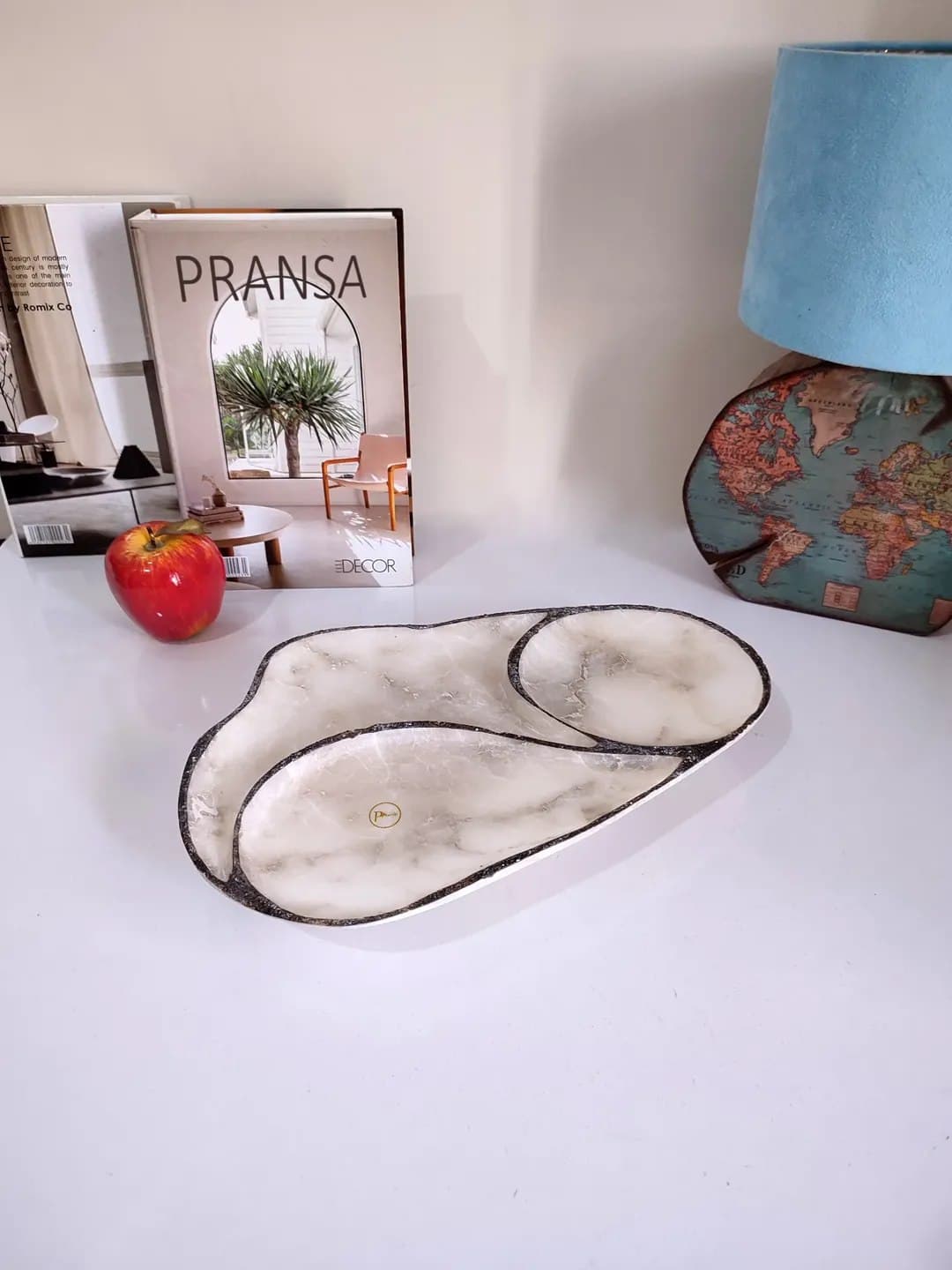 اردوخوری سنگی پایه دار سه قسمتی طرح مرمر پرنسا