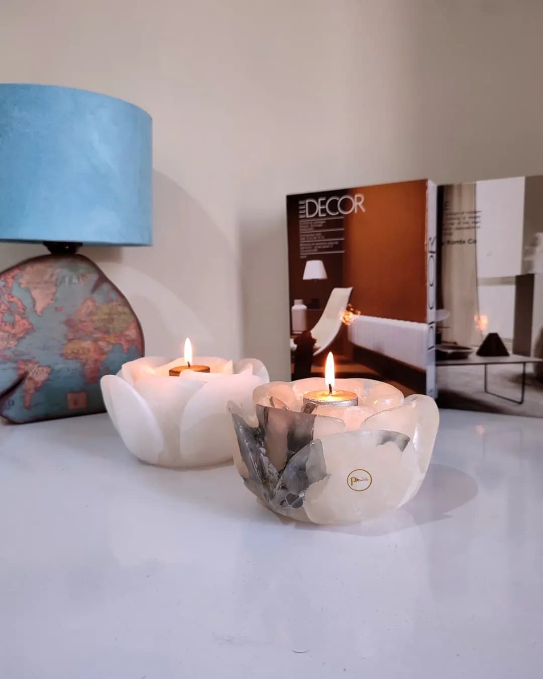 جاشمعی سنگی طرح گل رز