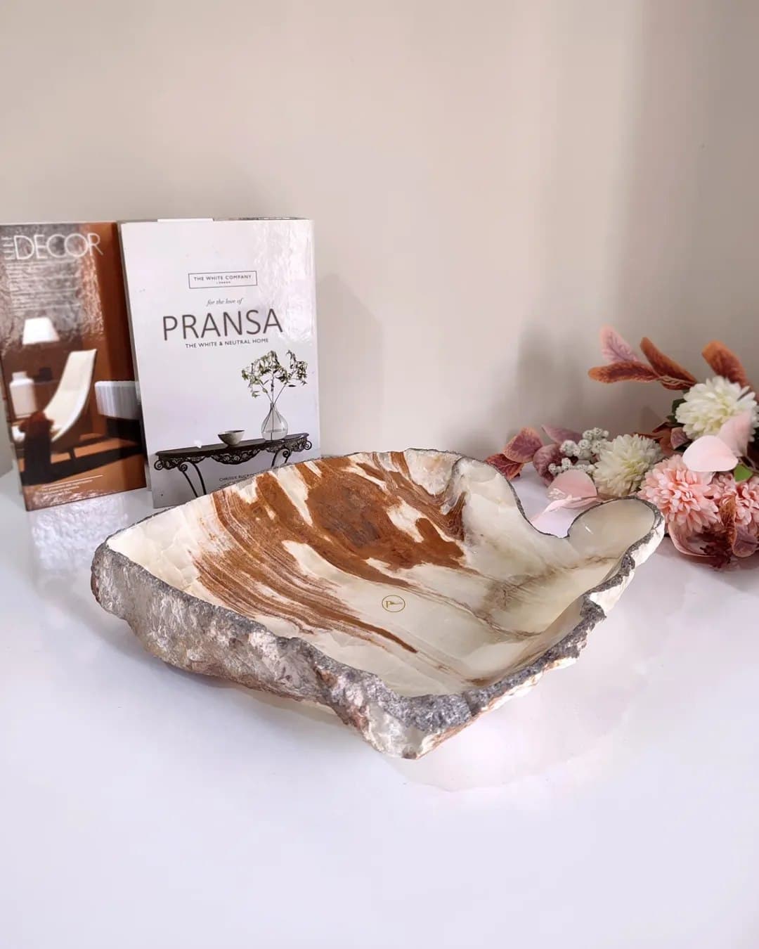 میوه خوری بزرگ دست ساز سنگ مرمر طرح دفرمه