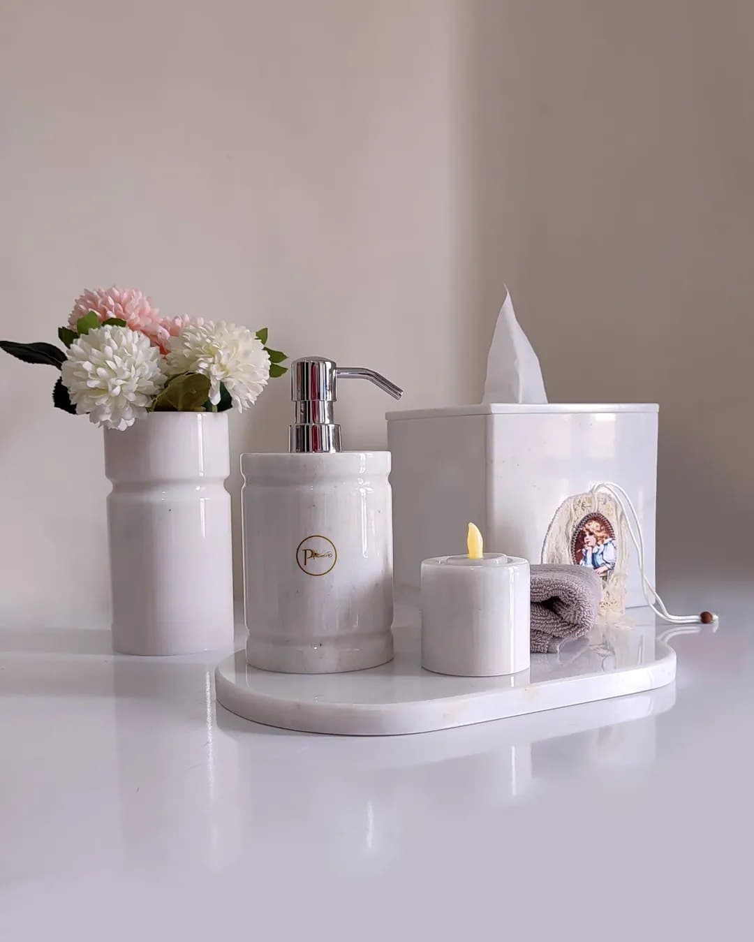 ست اکسسوری سرویس بهداشتی سنگی پرنسا مدل ماربل