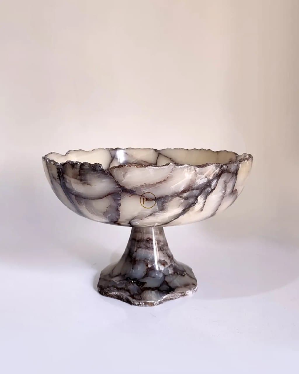 میوه خوری پایه دار سنگی طرح مرمر تک نسخه